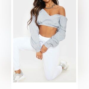 PLT cropped shoulder sweater